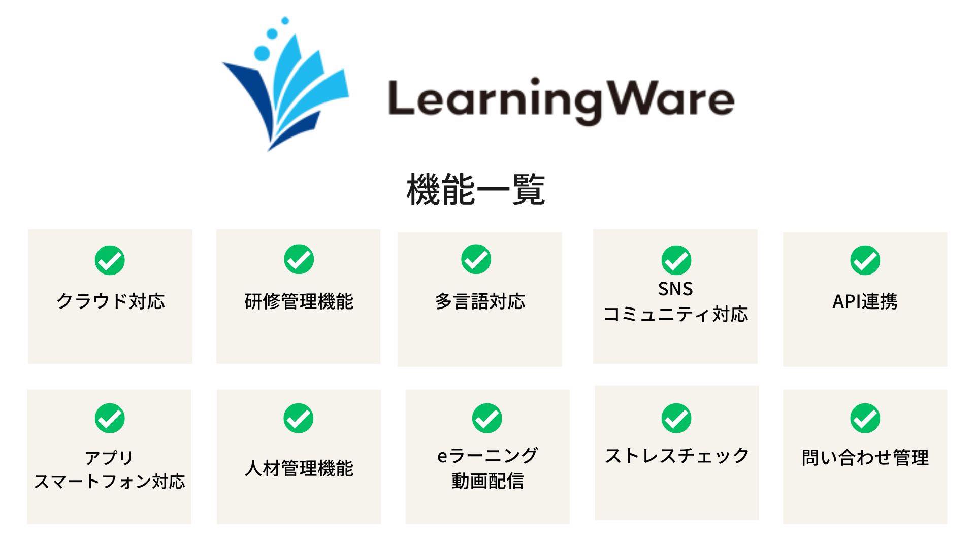 自社コンテンツ提供　LearningWare 機能一覧