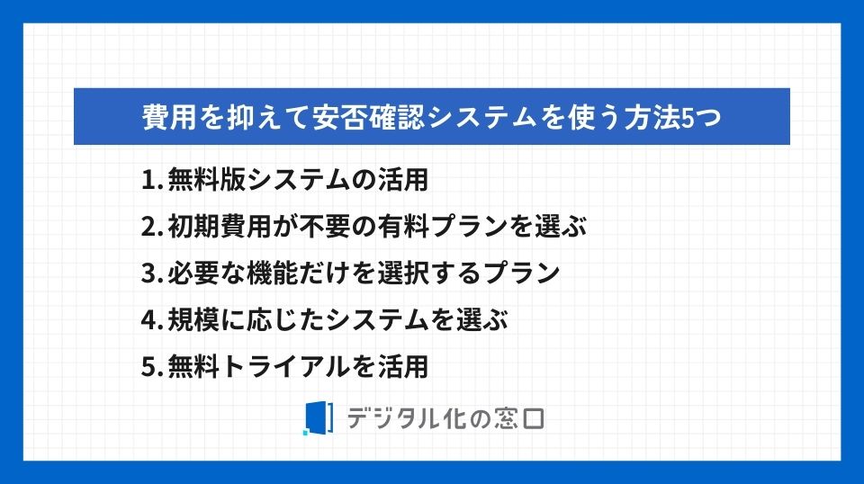 費用を抑えて安否確認システムを使う方法5つ