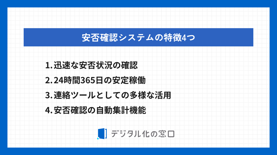 安否確認システムの特徴4つ