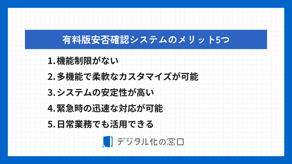 有料版安否確認システムのメリット5つ